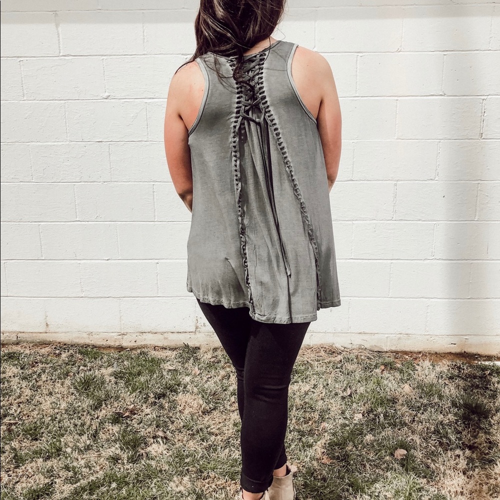 Gray Ruched Tank - Picture 3 of 4